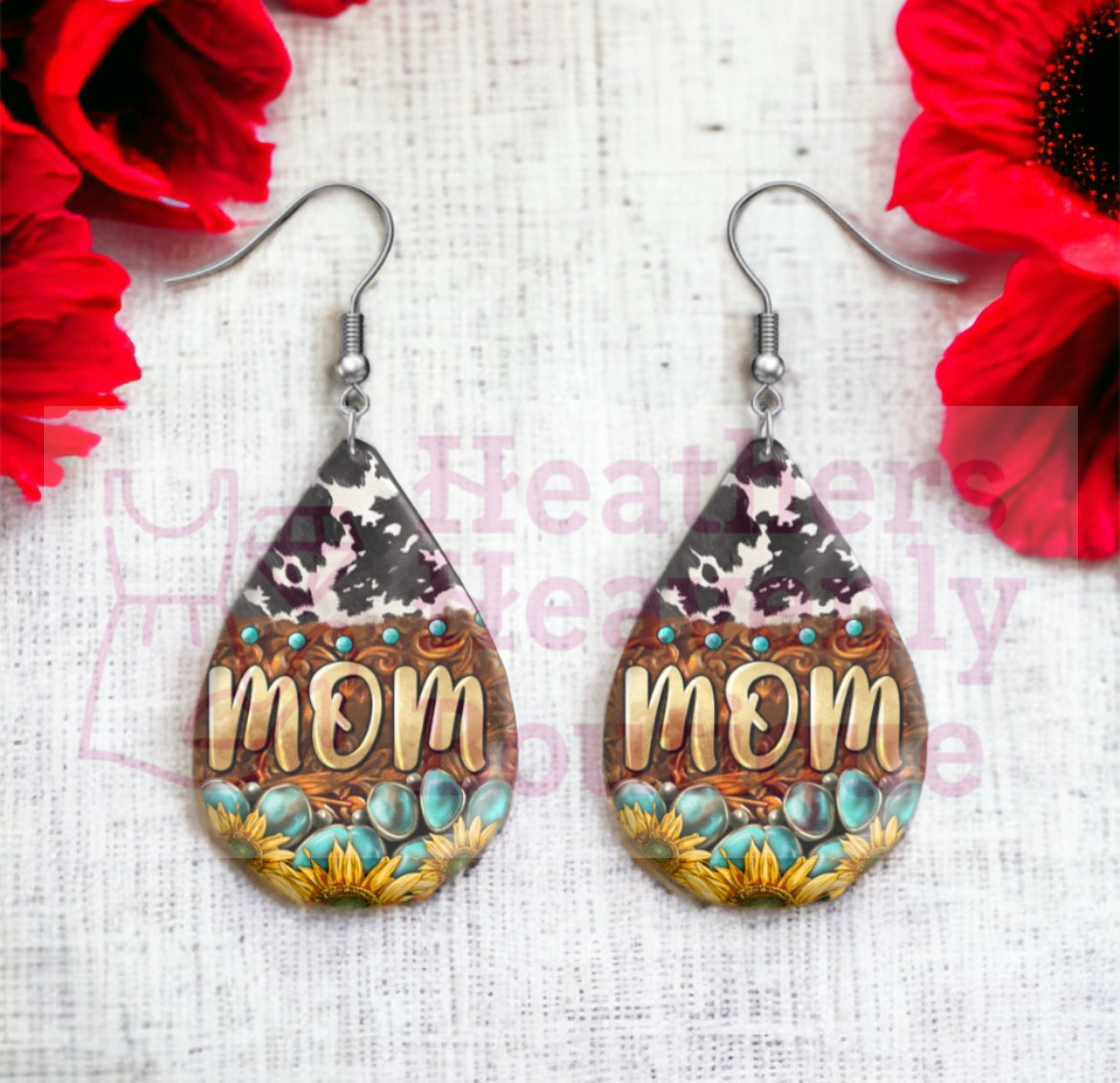 MiMi, GiGi, Mom, Mama, Nana teardrop Handmade Sublimation Earrings - Heather's Heavenly Boutique