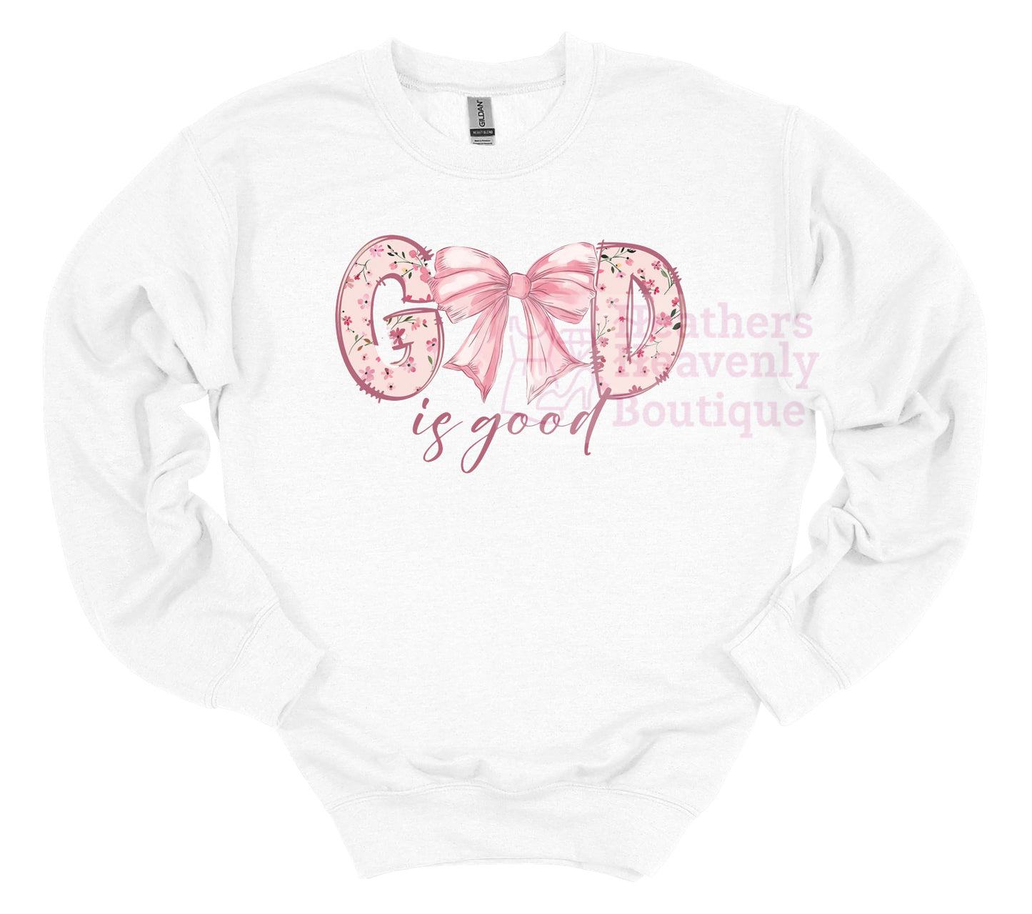 God Is Good Pink Ribbon Graphic Sweatshirt