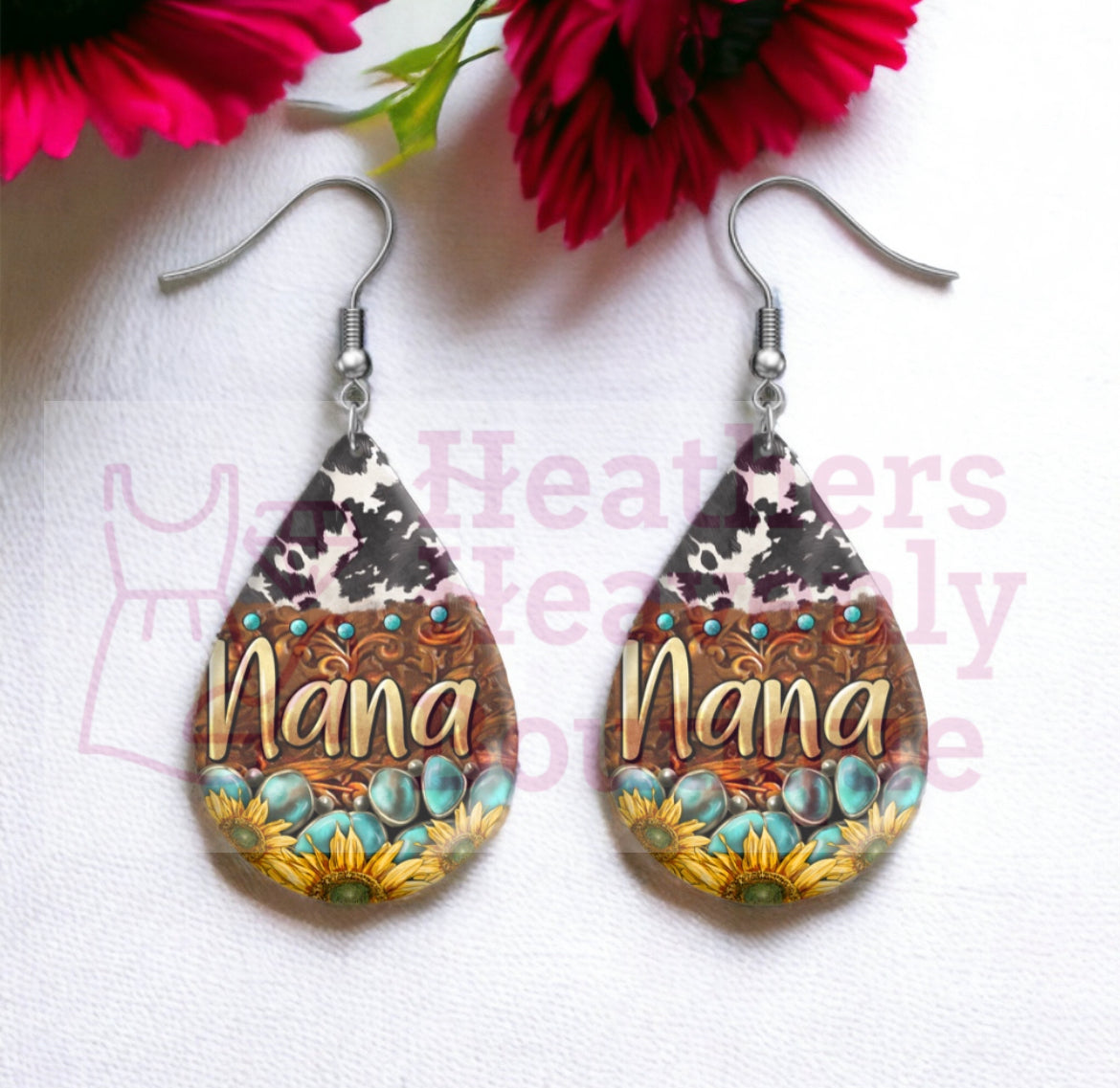 MiMi, GiGi, Mom, Mama, Nana teardrop Handmade Sublimation Earrings - Heather's Heavenly Boutique