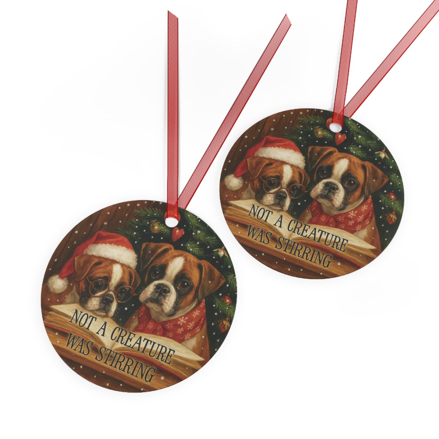 Boxer Dog Christmas Ornament – “Not a Creature Was Stirring” Holiday Decor, Cute Pet Gift, Personalized Dog Lover Ornament