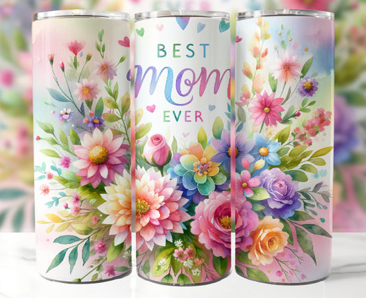 Best Mom Floral Tumbler 20oz