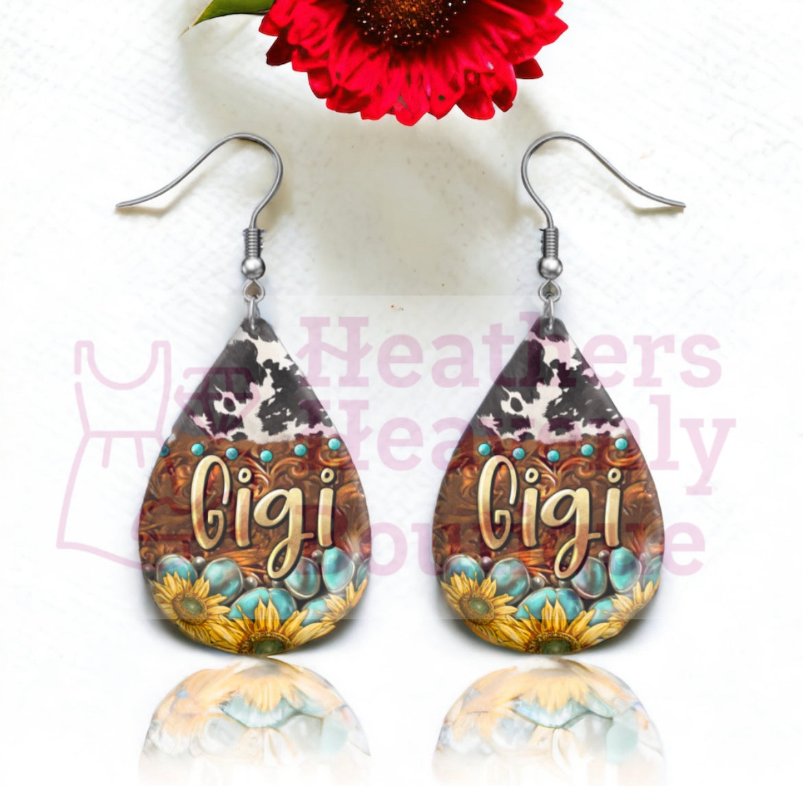 MiMi, GiGi, Mom, Mama, Nana teardrop Handmade Sublimation Earrings - Heather's Heavenly Boutique