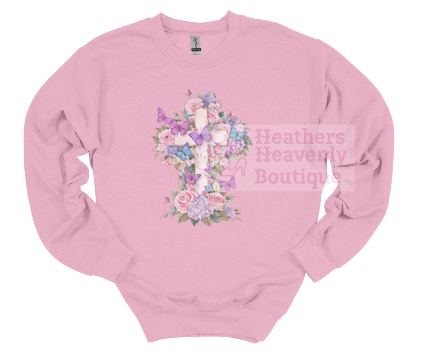 Butterfly Cross Flowered Graphic Sweatshirt