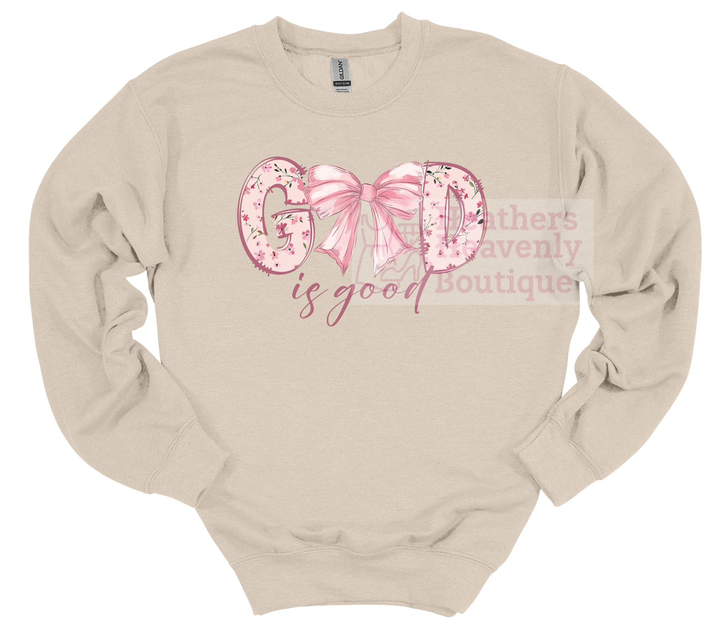 God Is Good Pink Ribbon Graphic Sweatshirt