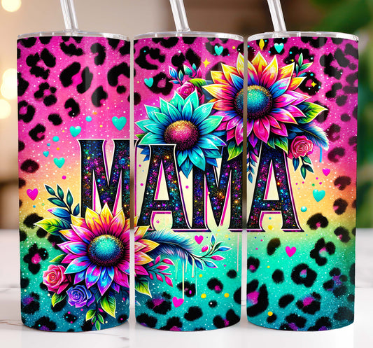 Mama Colorful Sunflower and Leopard Tumbler 20oz