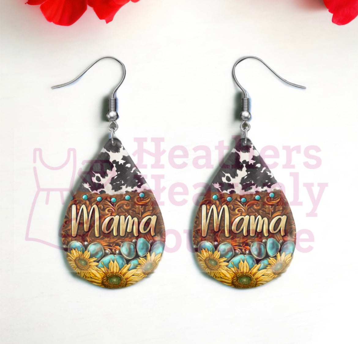 MiMi, GiGi, Mom, Mama, Nana teardrop Handmade Sublimation Earrings - Heather's Heavenly Boutique