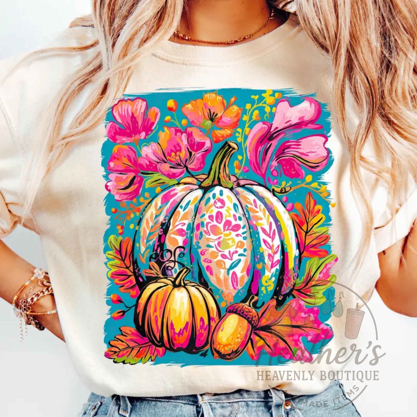 Blue Floral Pumpkin Fall Sweatshirt