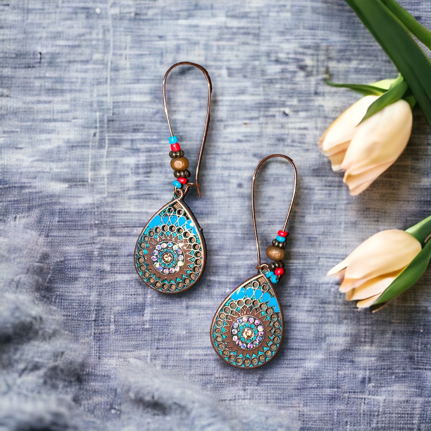 Western Long Hook Teardrop Copper Earrings - Heather's Heavenly Boutique