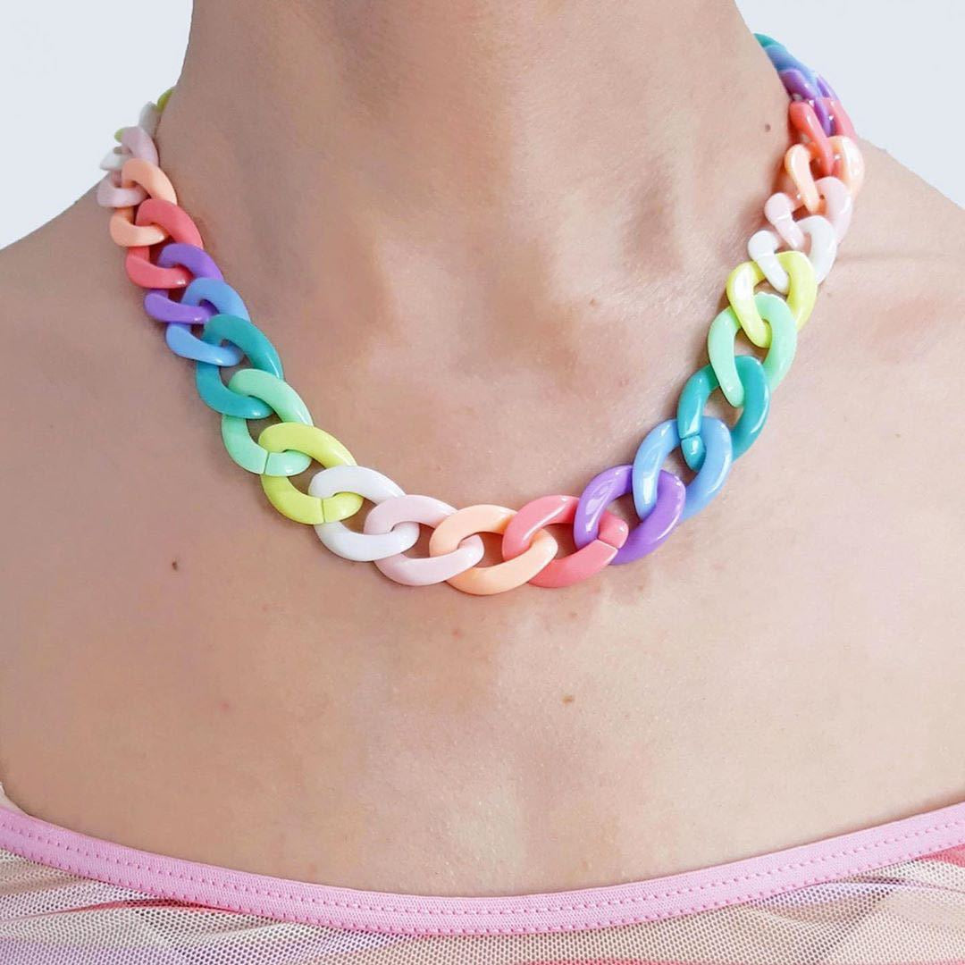Rainbow Chain Acrylic Choker Necklace - Heather's Heavenly Boutique
