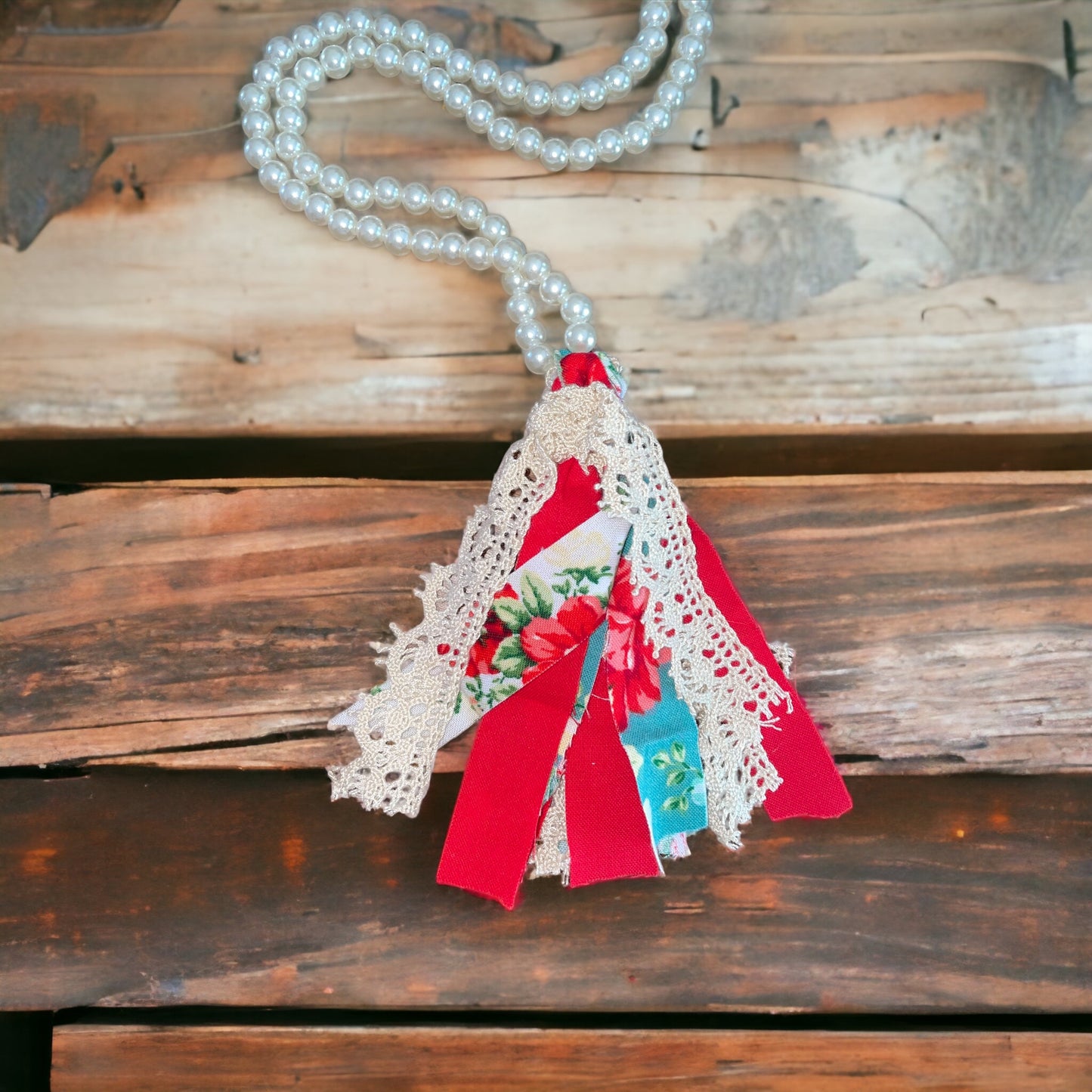 Pioneer Woman Fabric Messy Tassel Necklace