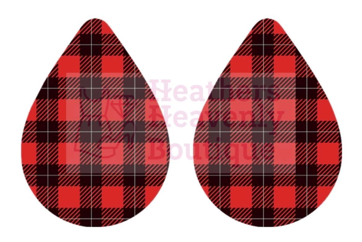 New Release Handmade Sublimation Seasonal Buffalo Plaid Earrings - Heather's Heavenly Boutique
