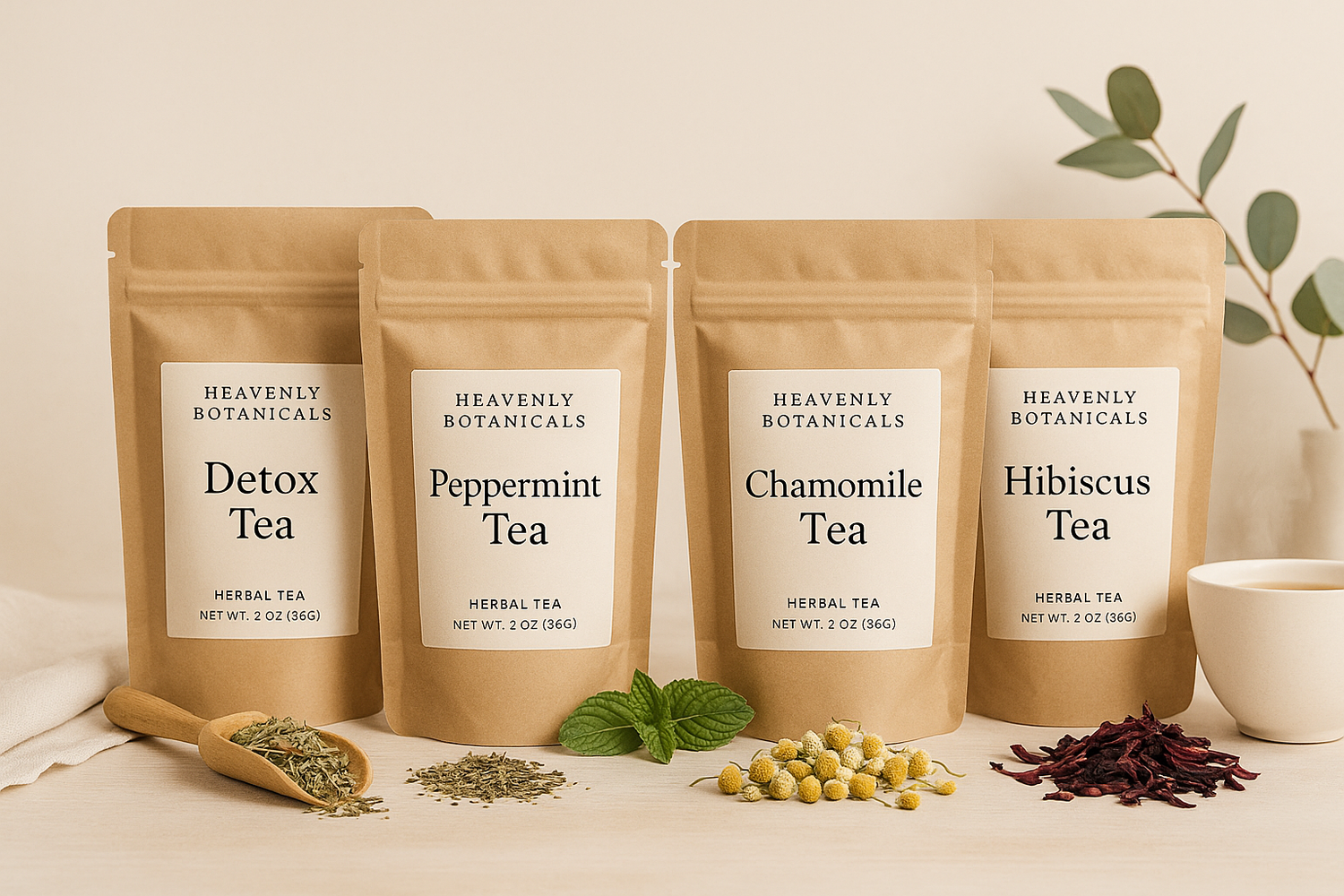 Heavenly Botanicals Tea Collection | Organic Herbal Teas for Detox, Relaxation & Wellness