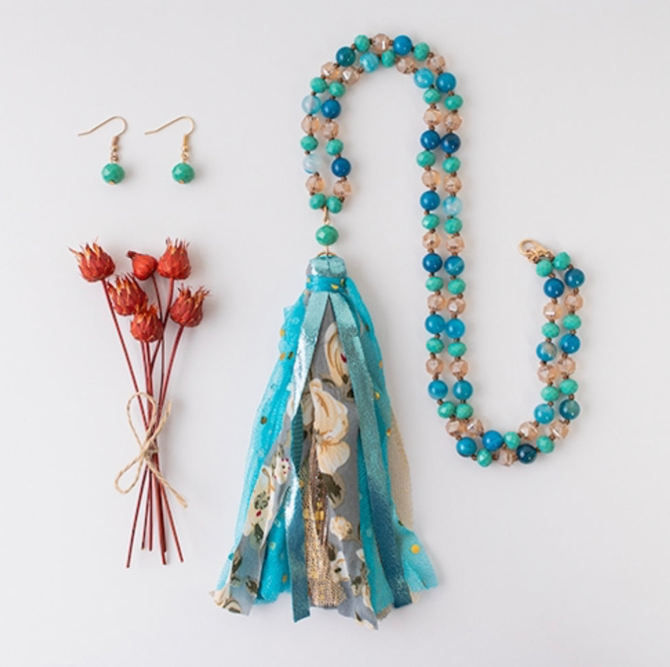 Handmade Fabric Tassel Necklaces