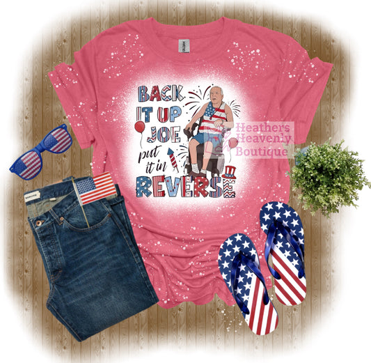 Back It Up Joe Firework Independence Day Bleached Graphic T-Shirt