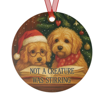 Golden Doodle Christmas Ornament – “Not a Creature Was Stirring” Holiday Decor, Cute Dog Lover Gift, Personalized Metal Ornament - Heather's Heavenly Boutique