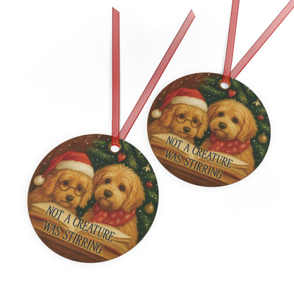 Golden Doodle Christmas Ornament – “Not a Creature Was Stirring” Holiday Decor, Cute Dog Lover Gift, Personalized Metal Ornament - Heather's Heavenly Boutique