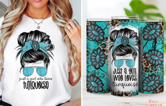 Just a Girl Who Loves Turquoise T-Shirt and Tumbler Bundle