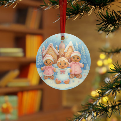 Gingerbread Family Christmas Ornament – Cute Metal Holiday Decor Gift