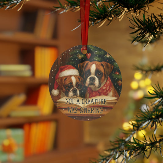 Boxer Dog Christmas Ornament – “Not a Creature Was Stirring” Holiday Decor, Cute Pet Gift, Personalized Dog Lover Ornament