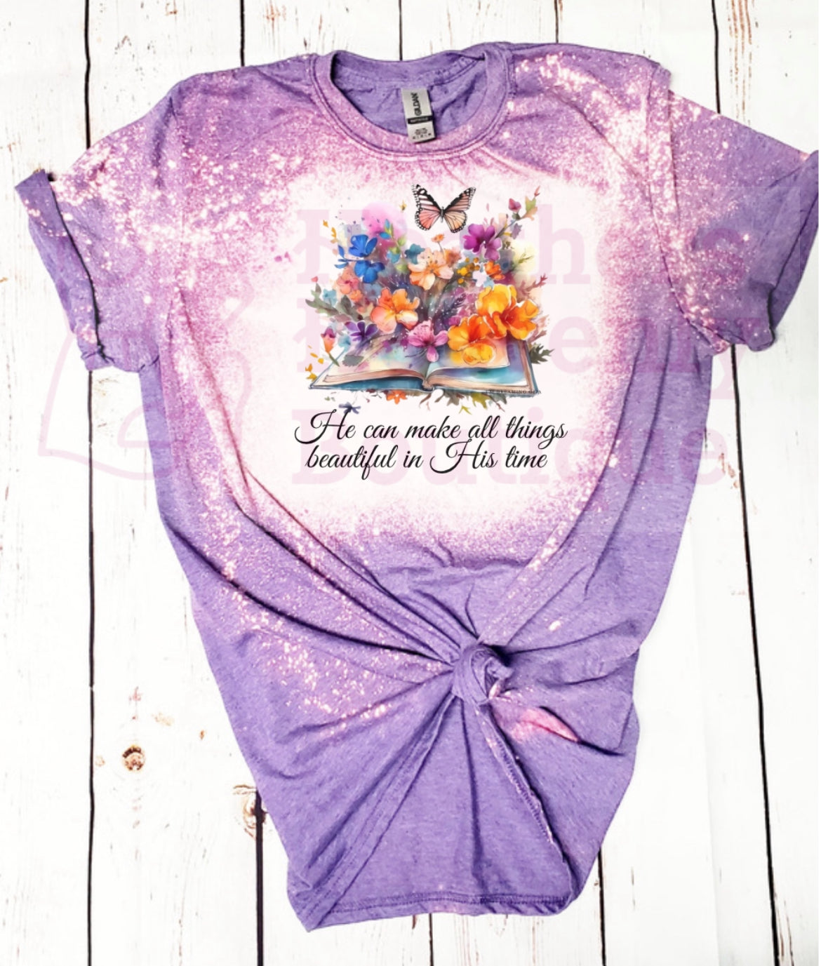 He Can Make All Things Beautiful in His Time Bleached T-Shirt - Heather's Heavenly Boutique