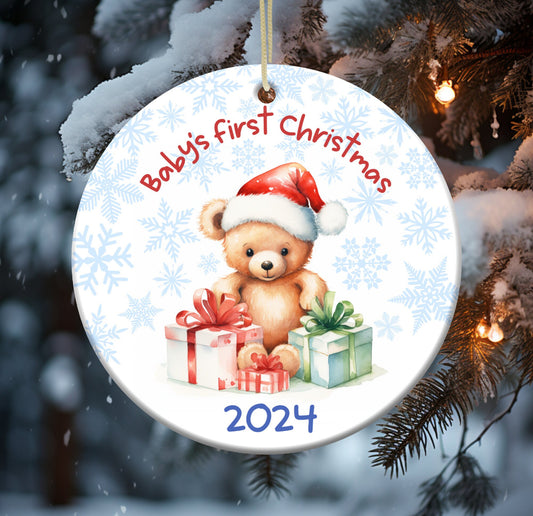 Handmade Wooden Christmas Ornament - Babies First Christmas 2024