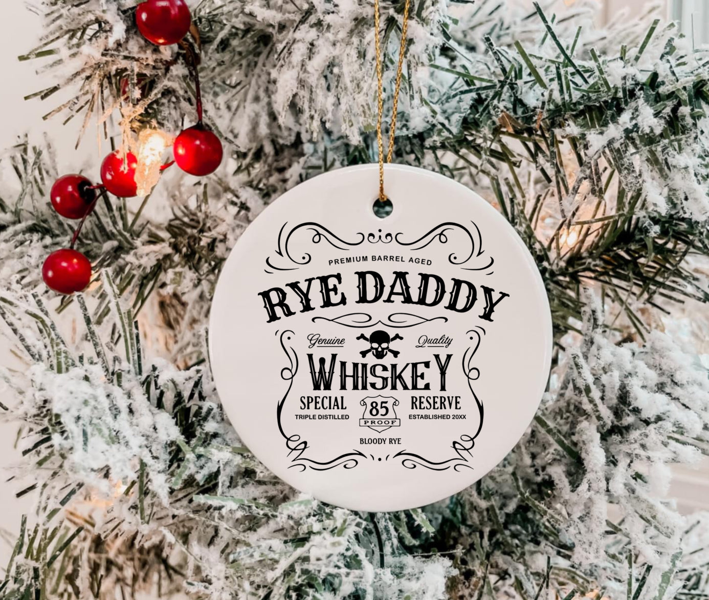 Rye Daddy Whiskey Christmas Ornament