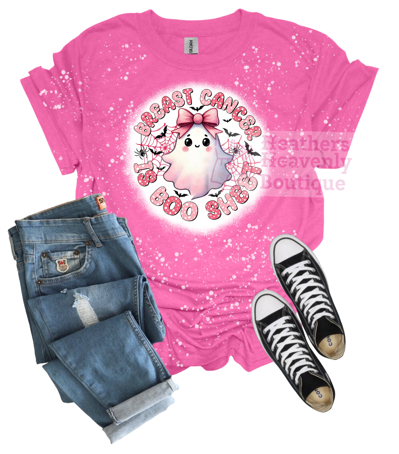 Breast Cancer Is Boo Sheet Bleached Graphic Tee