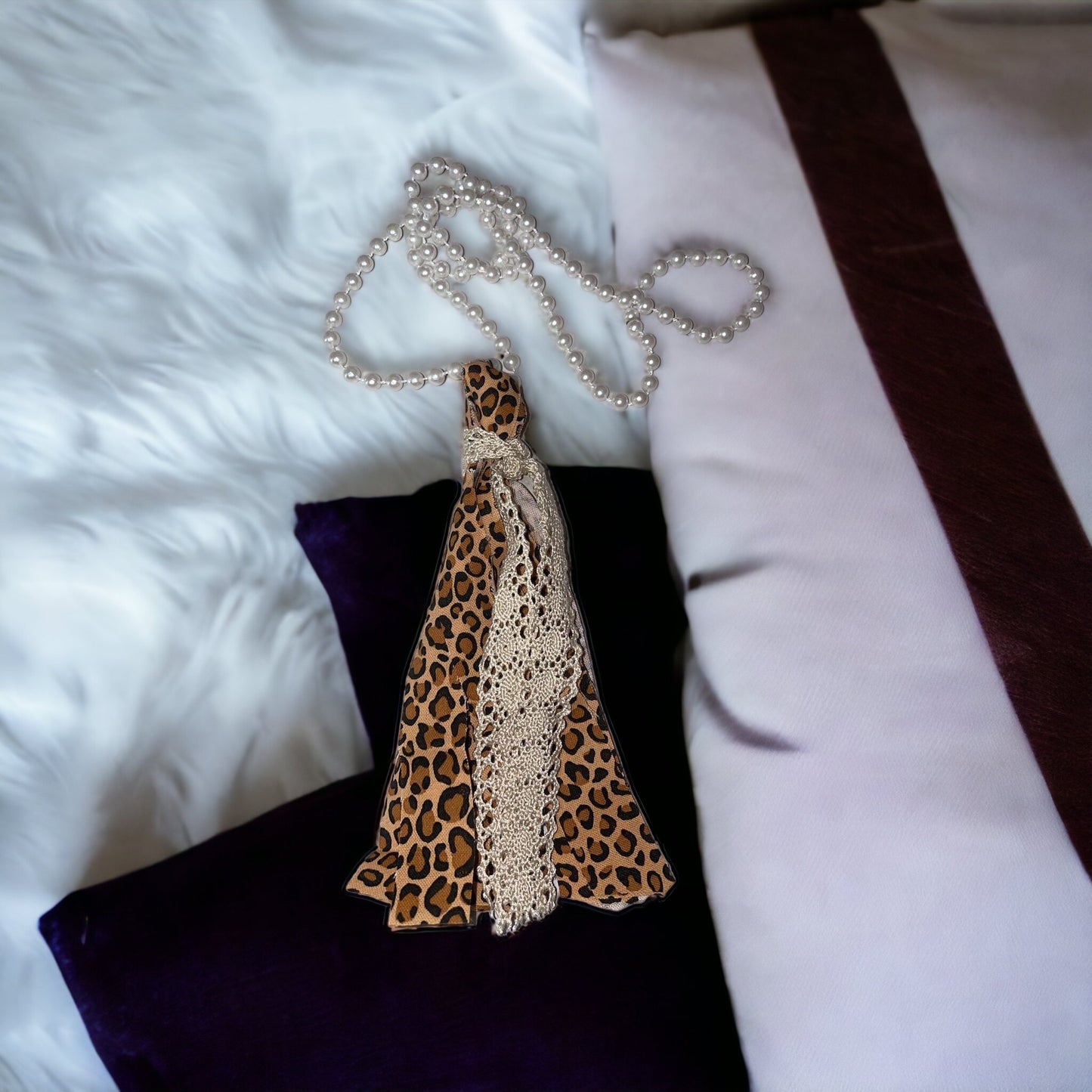 Handmade Messy Fabric Tassel Necklace Leopard - Heather's Heavenly Boutique