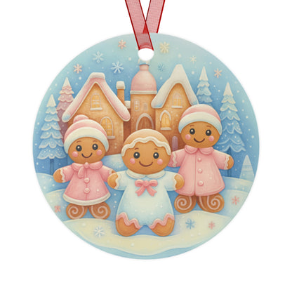 Gingerbread Family Christmas Ornament – Cute Metal Holiday Decor Gift