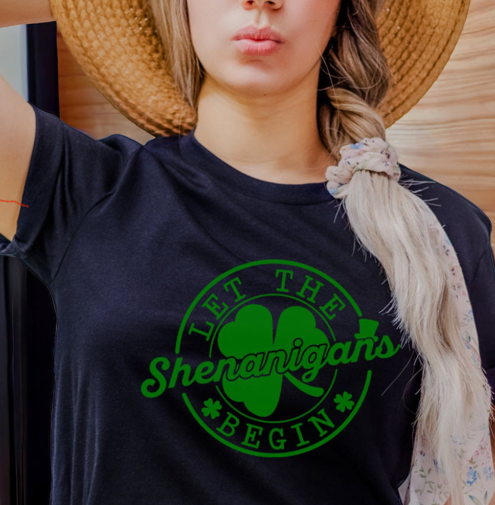 Let The Shenanigans Begin Shamrock One Of A Kind T-Shirt - Heather's Heavenly Boutique