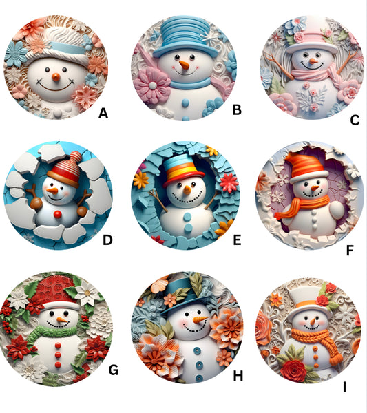 Handmade Sublimation 3D Snowmen Christmas Ornaments - Heather's Heavenly Boutique