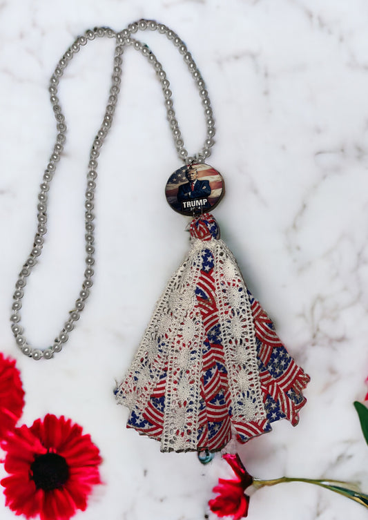 Trump 2024 Messy Fabric Tassel Necklace - Heather’s Heavenly Boutique 