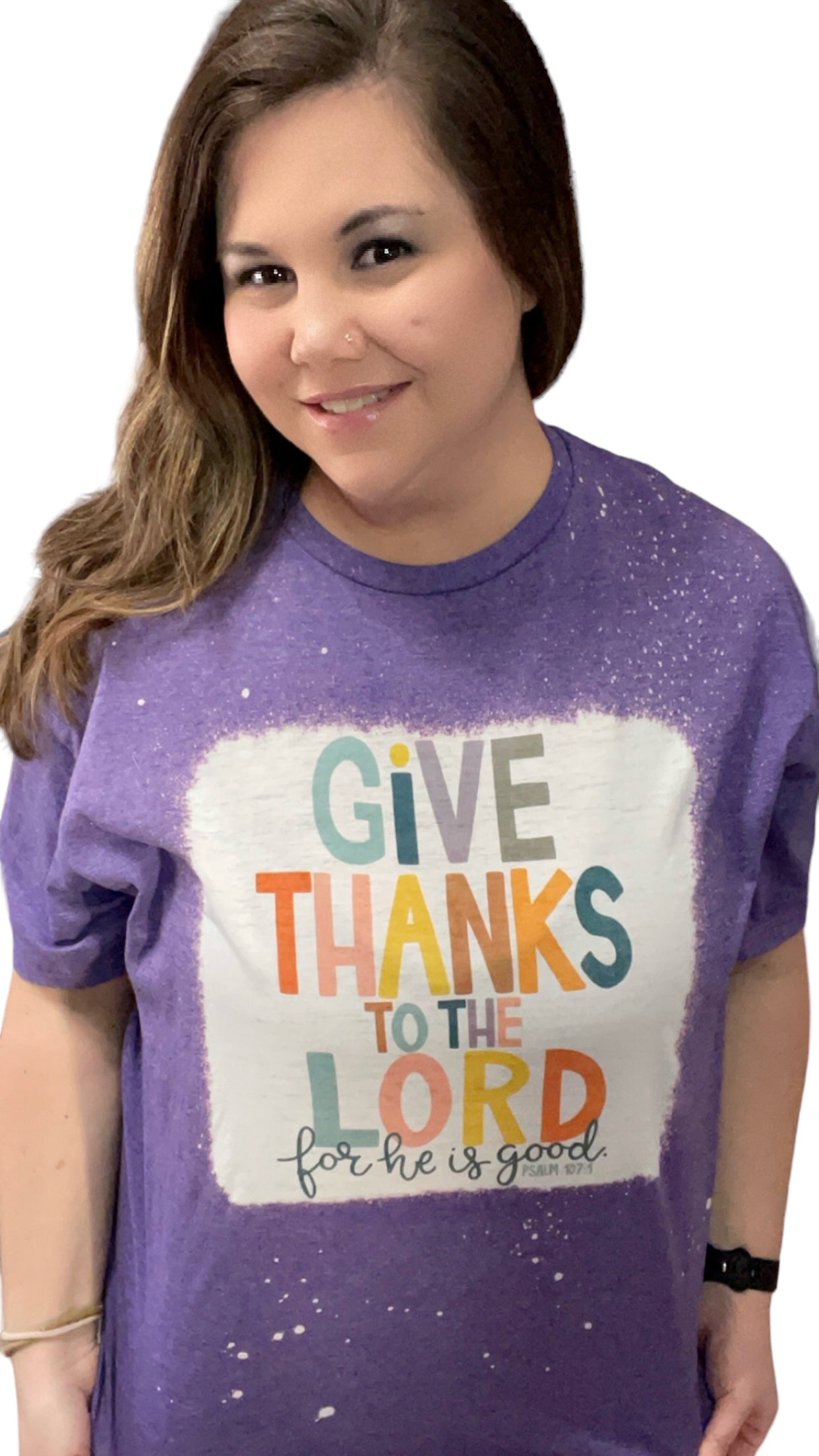 Handmade Give Thanks Bleached Christian T-Shirt - Heather's Heavenly Boutique