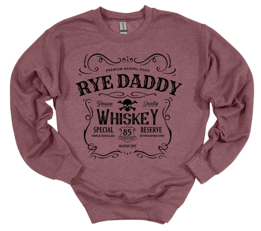 Rye Daddy Whiskey Heather Maroon Printed Sweatshirt