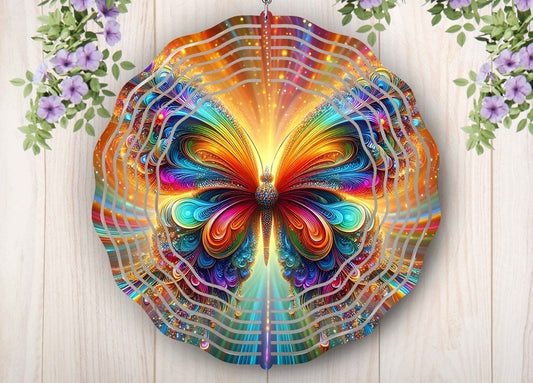 Colorful Swirl Butterfly Wind Spinner 8x8