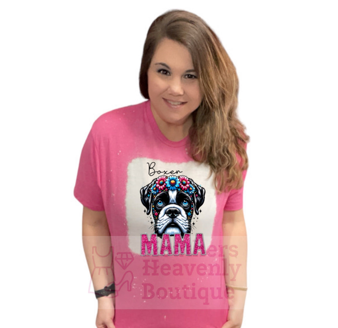 Boxer Mama Bleached Handmade Sublimation T-Shirt - Heather's Heavenly Boutique

Heather Colors are 35% Ring-Spun Cotton/65% Polyester
Seamless Double Needle 3/4 Collar
Taped Neck and Shoulders
Rolled Forward Shoulders For Better Fit
Double Needle Sleeve and Bottom Hems
Slimmer Fit Adult Tee