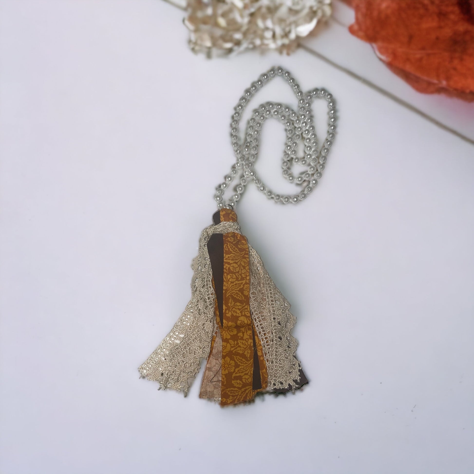 Handmade Messy Fabric Tassel Necklace in Fall Colors - Heather's Heavenly Boutique