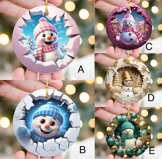 Handmade Sublimation Snowman Christmas Ornaments - Heather's Heavenly Boutique