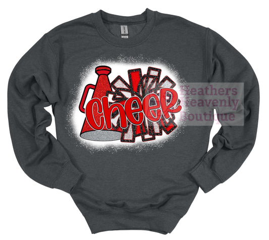 Cheer Red Bleached Graphic Sweatshirt