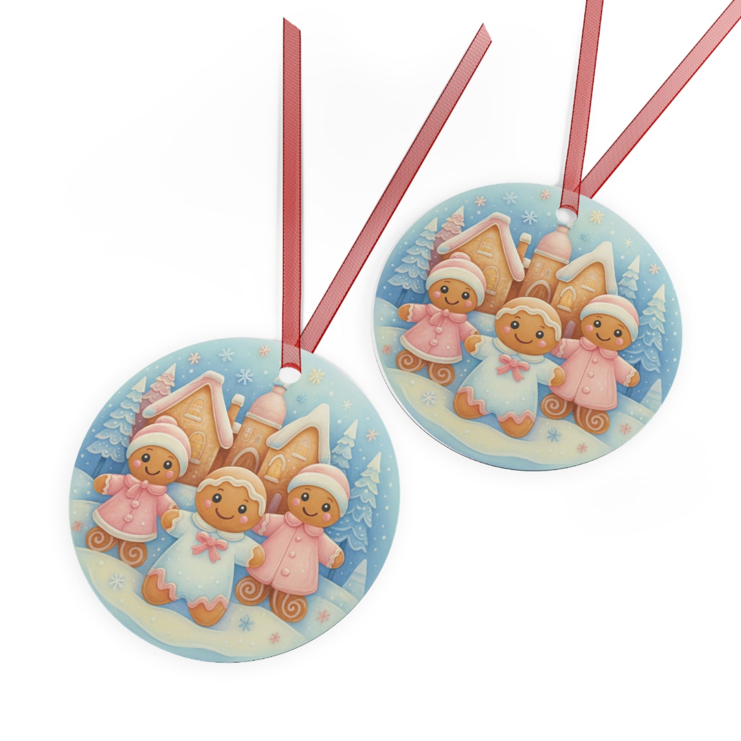 Gingerbread Family Christmas Ornament – Cute Metal Holiday Decor Gift