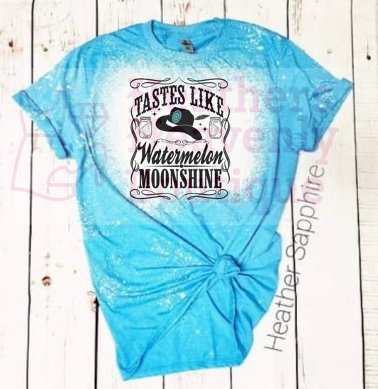 Tastes Like Watermelon Moonshine Bleached or White T-Shirt - Heather's Heavenly Boutique