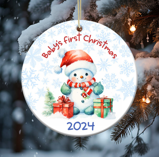 Handmade Wooden Christmas Ornament - Babies First Christmas 2024