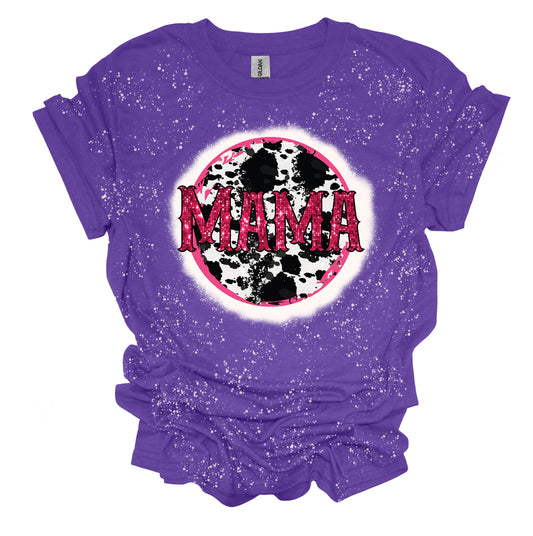 Mama Cowprint Sparkle Shirt Bleached Graphic Tee