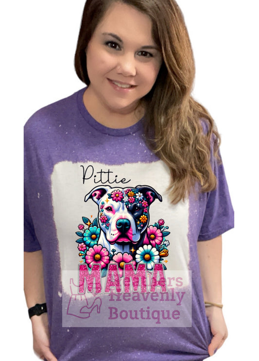 Pittie Mama Bleached Sublimation T-Shirt - Heather's Heavenly Boutique