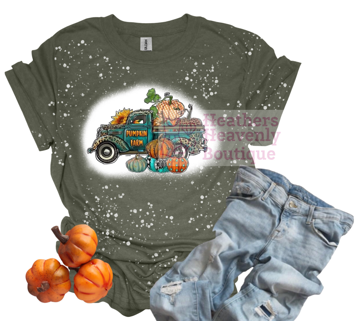 Pumpkin Farm Truck Bleached Graphic Tee