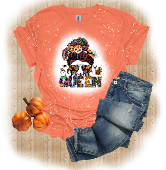 Pumpkin Queen Halloween Fall Bleached Tee