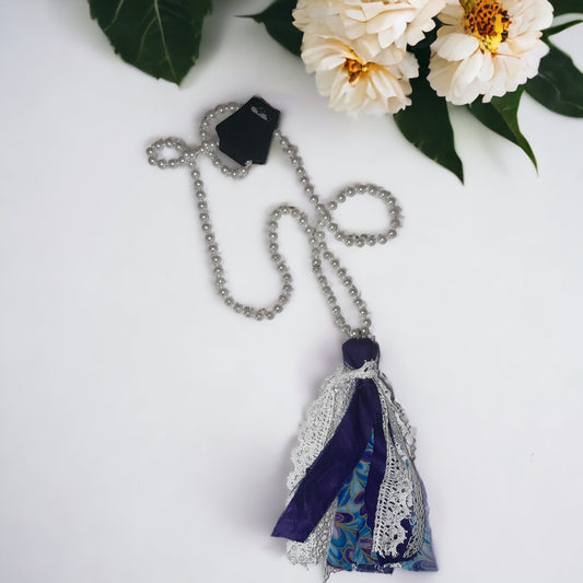 Handmade Messy Tassel Necklace Purple and Blue - Heather's Heavenly Boutique