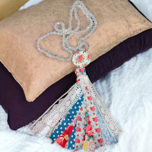 Handmade Messy Fabric Tassel Necklace Pioneer Woman