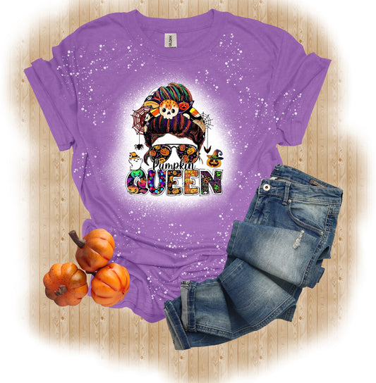 Pumpkin Queen Halloween Fall Bleached Tee