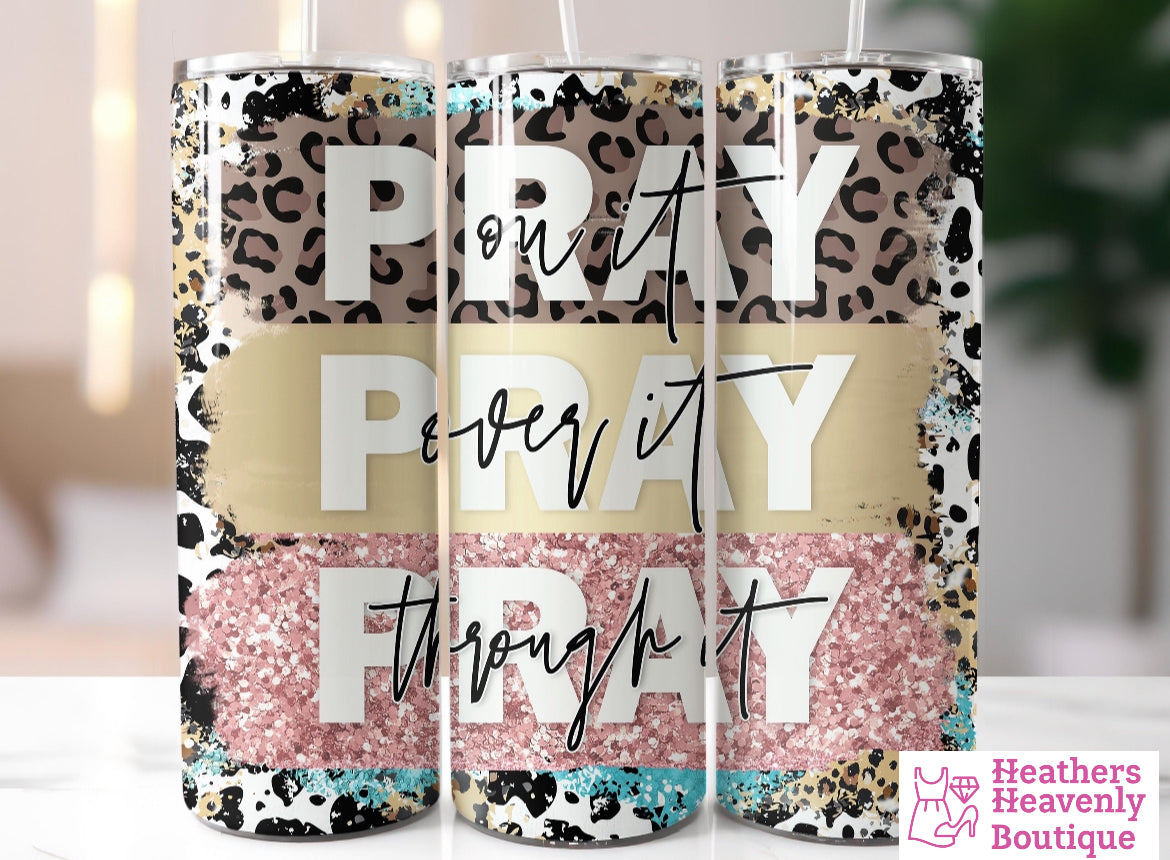 Pray Handmade Sublimation Leopard Print Tumbler 20oz. - Heather's Heavenly Boutique